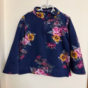 Joules Girls' Navy Floral Half-Zip Pullover Top